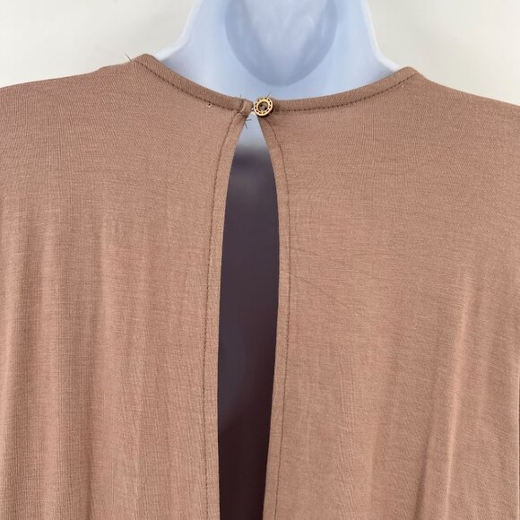 Three Bird Nest XL Pink Soft Stretch Knit Long Sleeve Open Back Boho Mini Dress - Picture 7 of 11